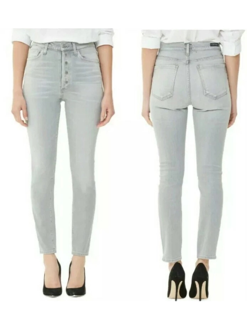 Citizens Of Humanity Light Gray High-Rise Slim Jeans